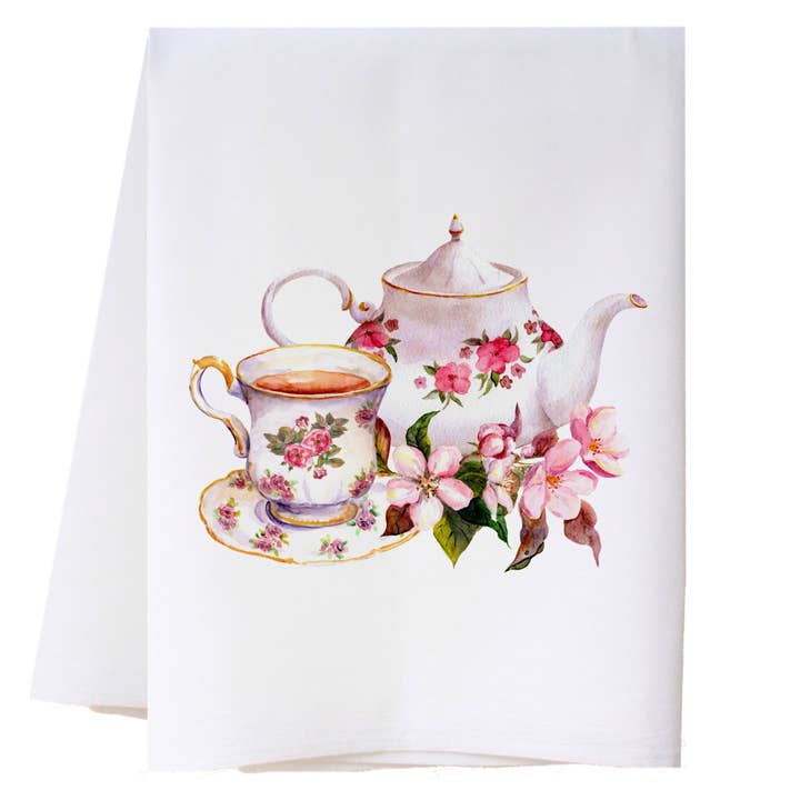 Tea Pot And Cup Kitchen Towel for wholesale by Cora & Pate
