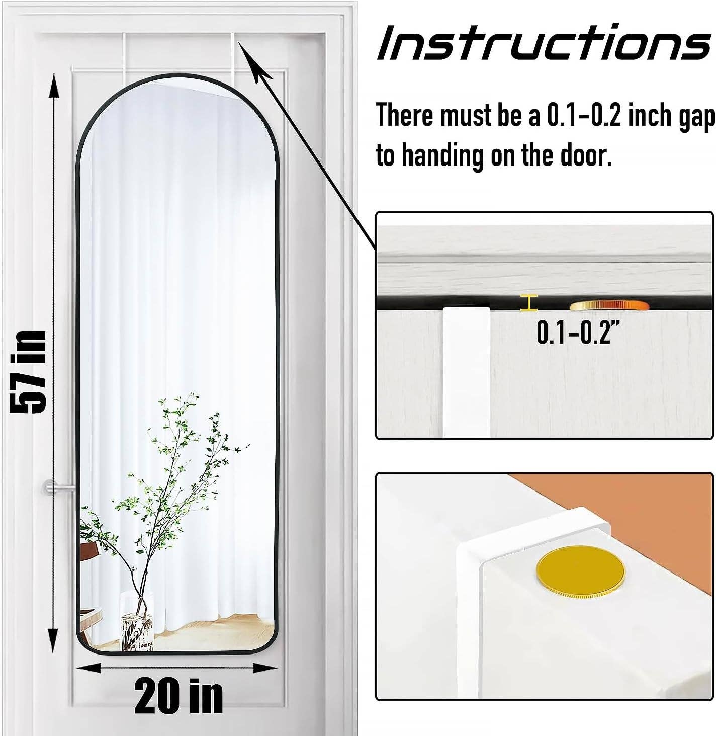 Black 57 Inch Full Length Arch Mirror For Entryway for wholesale on Faire3