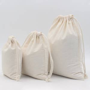  DRQ Cotton Drawstring Bags, EcoFriendly Muslin Bags (5