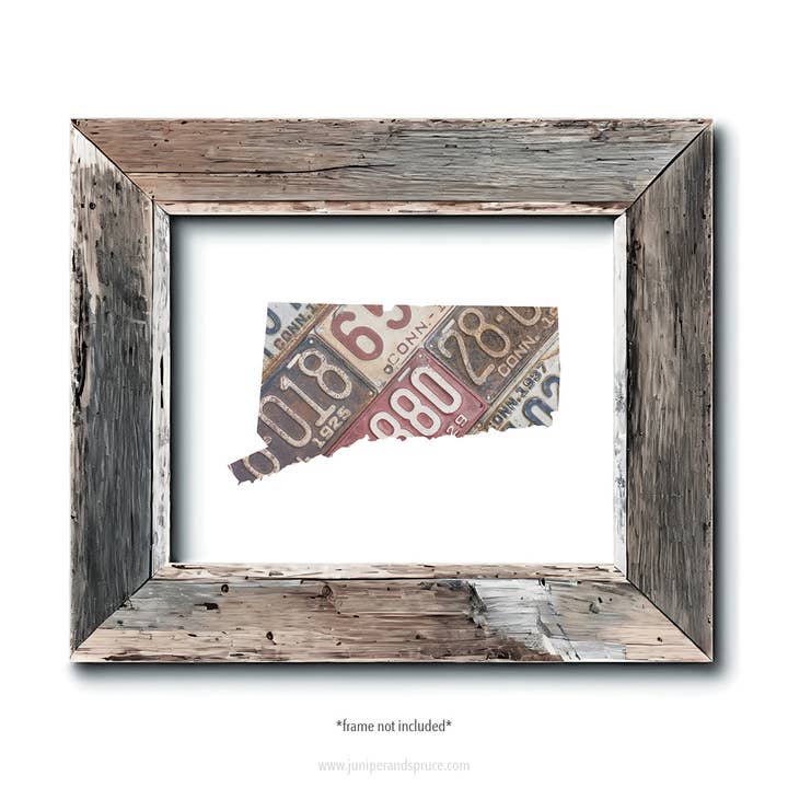 Connecticut Vintage License Plate Home Print for wholesale by Juniper & Spruce