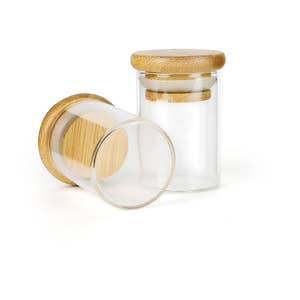 3 Pack 250ml / 8.5oz Clear Glass Seasoning Jar with Wooden Lid and Spoon,  Adorable Sugar Bowl Bath Salt Storage Container, Kitchen Pepper