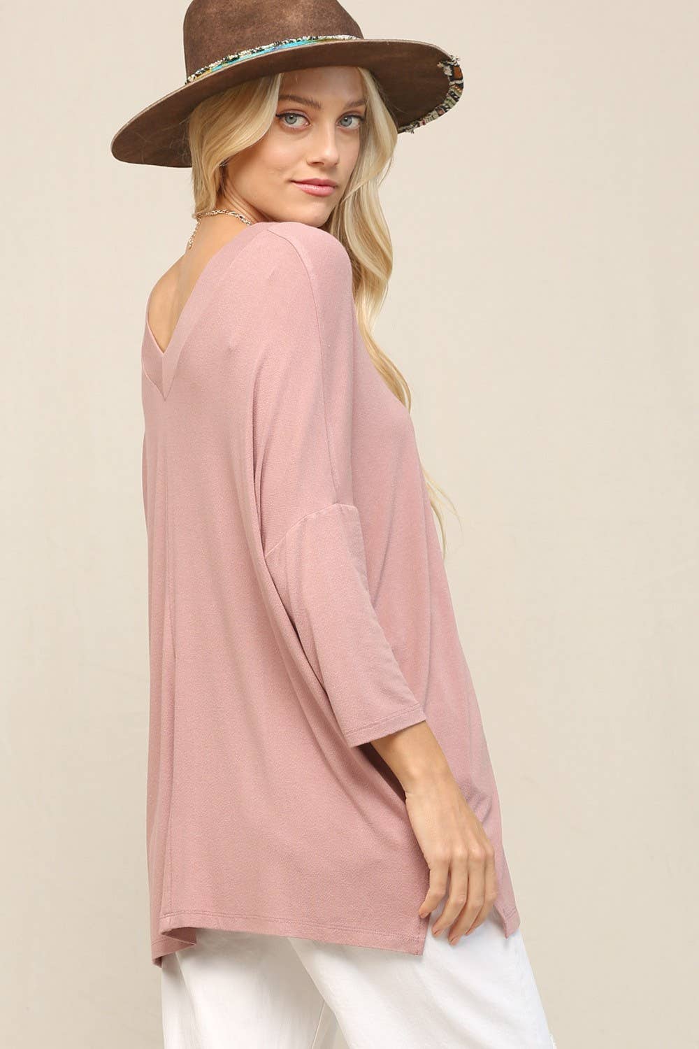 KyeMi - Vente Haut en maille – femme - Haut en maille à coupe ample avec col en V9