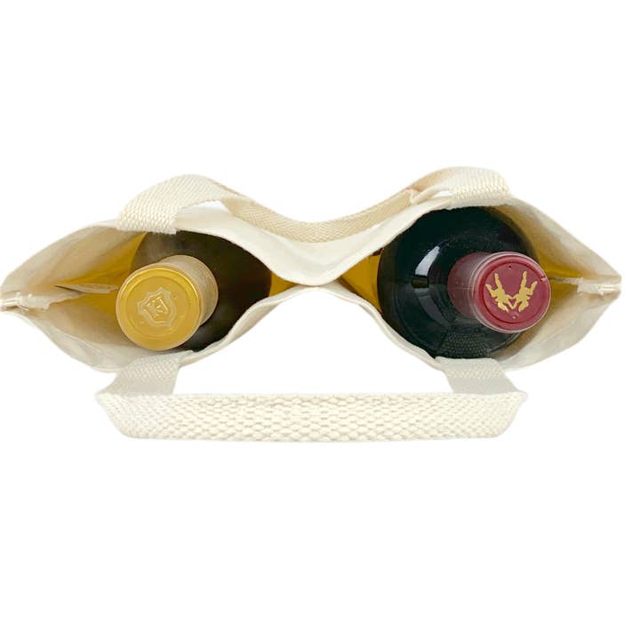 Natural Beige Two Bottle Wine Bag for wholesale on Faire