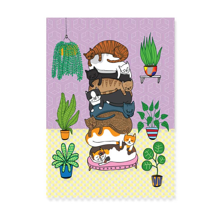Cats Stack - Art Print for wholesale by Able And Game