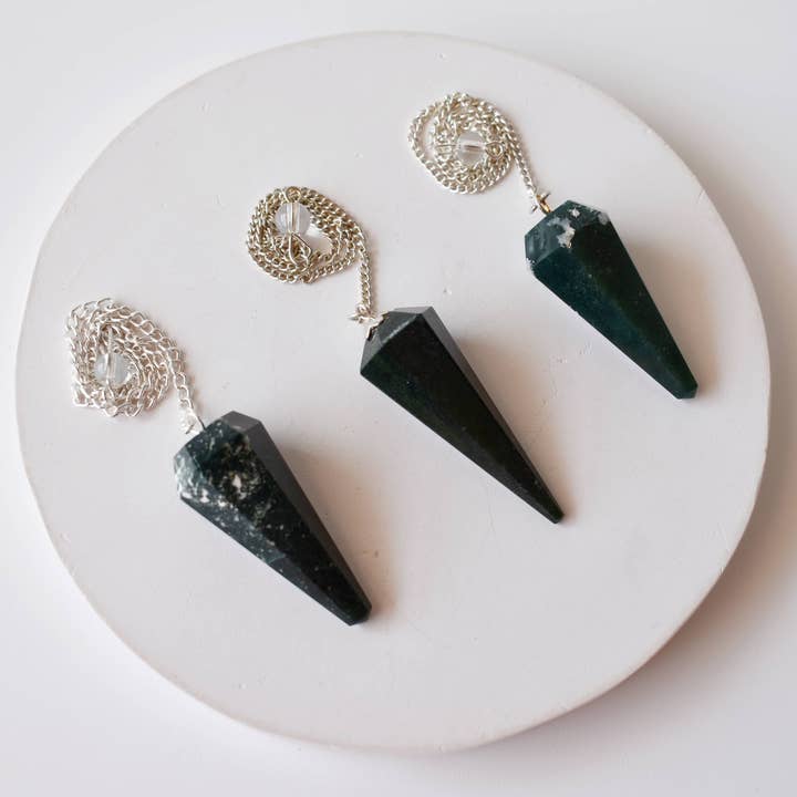 Soothing Crystals - Wholesale Spiritual Stone/Crystal - Dowsing Pendulum | Moss Agate | Faceted | Crystal Pendulum7