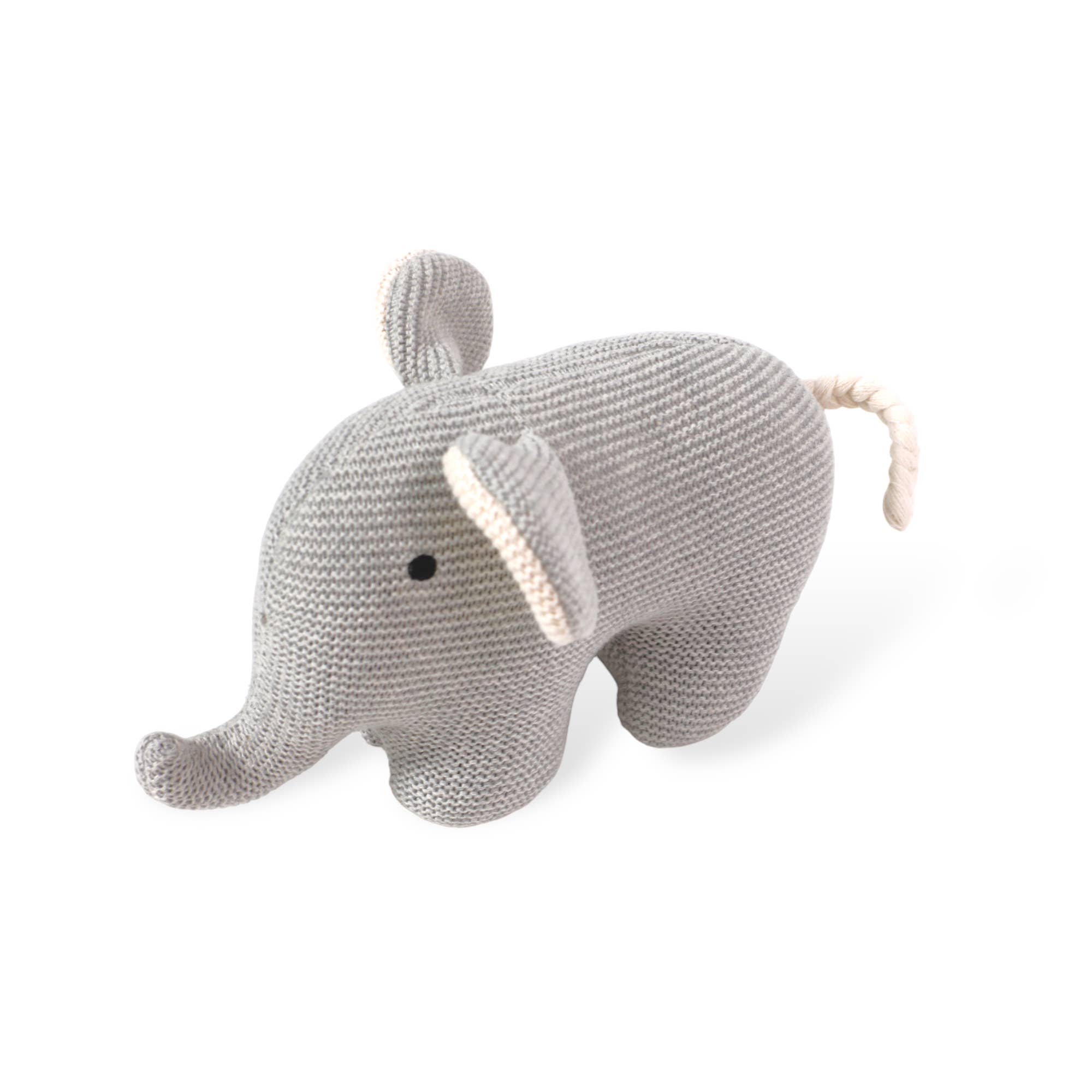 Grey Heather Elephant Knit Stuffed Animal Soft Baby Toy (Organic Cotton) for wholesale on Faire1