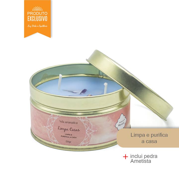 Kerze mit Steinen Natural Mystic Hausreinigung 120g (6 Stück) für den Großhandel von Esoterica Arte