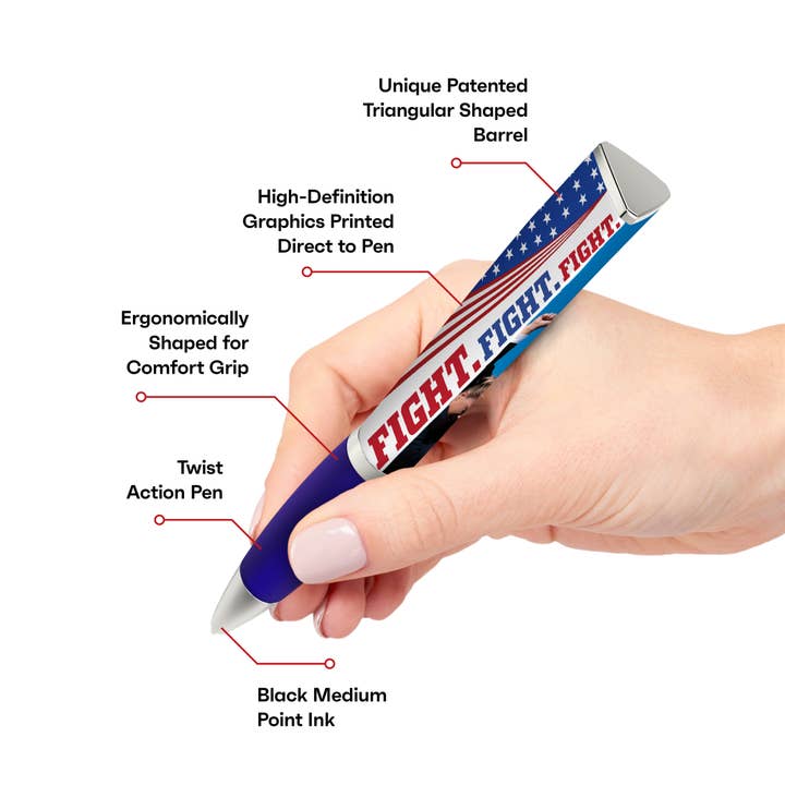 GMG Works - Wholesale Pen - Trump Shot "Fight. Fight. Fight." Ballpoint Pen, 3-Sided