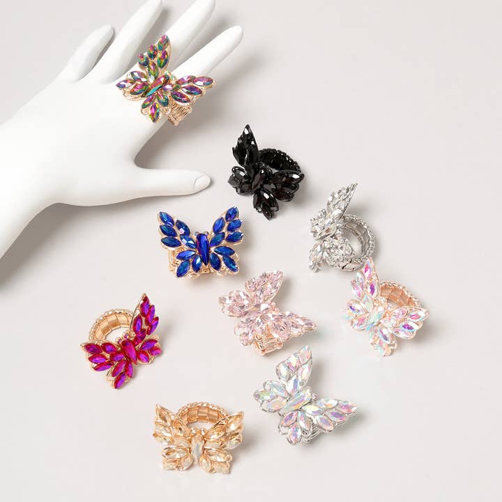 Crystal Buttery Stretch Ring for wholesale by Fashion City