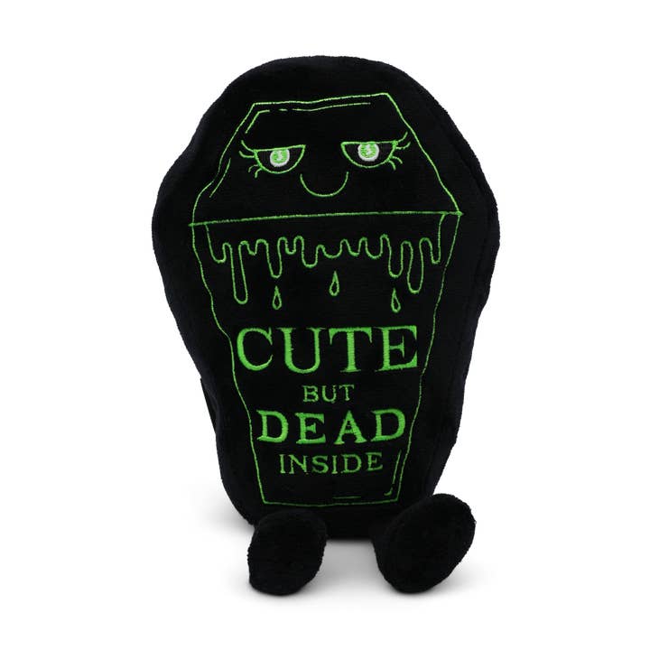 “Cute But Dead Inside” Coffin Horror Halloween Plushies for wholesale by Punchkins