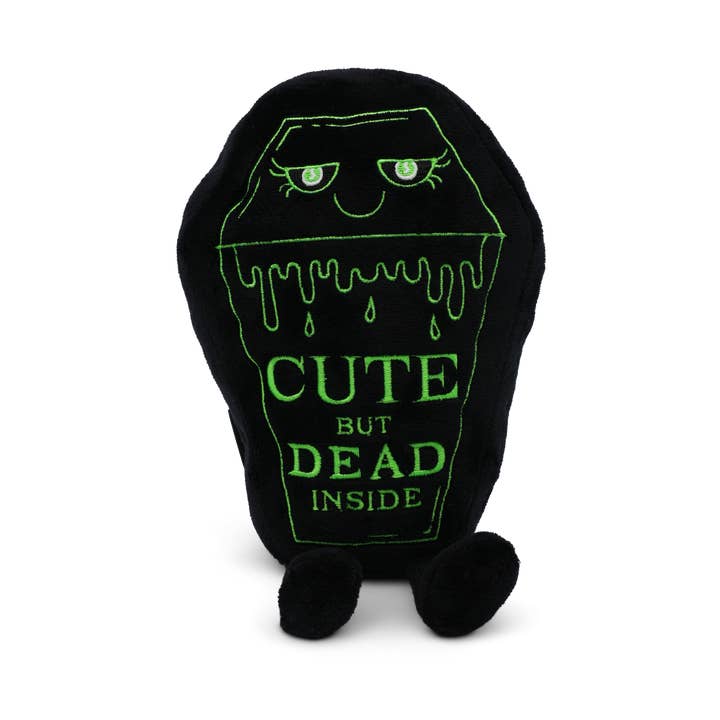 “Cute But Dead Inside” Coffin Horror Halloween Plushies for wholesale by Punchkins