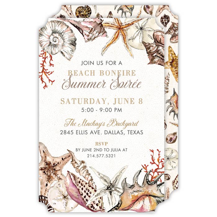 Handpainted Coastal Seashells Large Flat Die-Cut for wholesale by RosanneBeck Collections