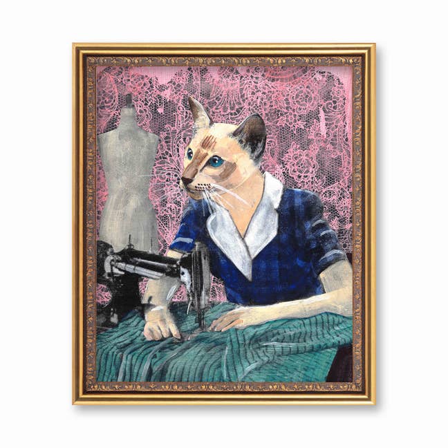 Pergamo Paper Goods - Wholesale Art Print - Sewing Cat 8x10" Art Print0