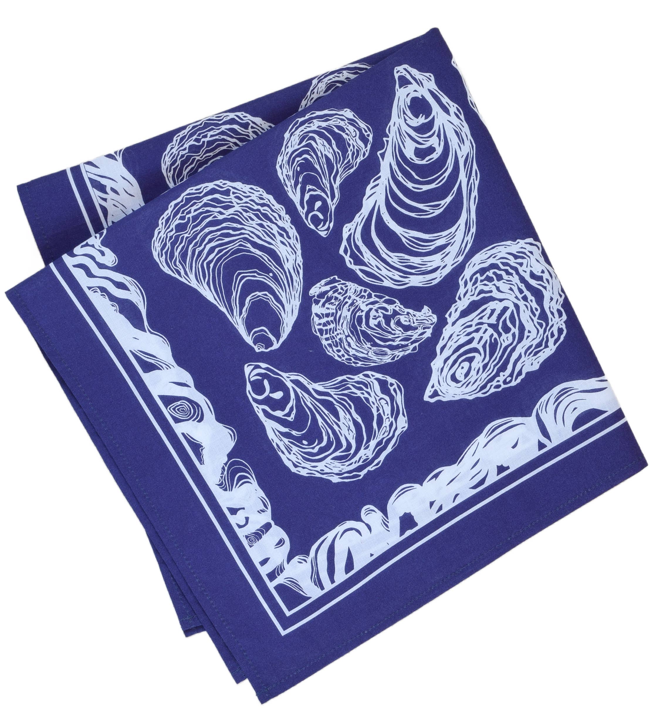 Hearth and Harrow - Wholesale Bandana - Unisex - Oyster Bandana - 100% Cotton - Hand Printed - Royal Blue3