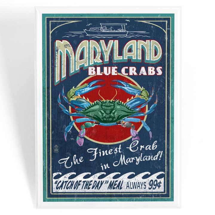 MAGNET Maryland, Cangrejos azules 2 para venta al por mayor de Lantern Press