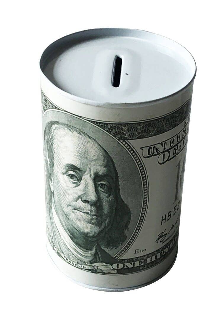 DAHO - Wholesale Money/Piggy Bank - 5.12'' Tin Piggy Bank, $100 Dollar Bill Design0
