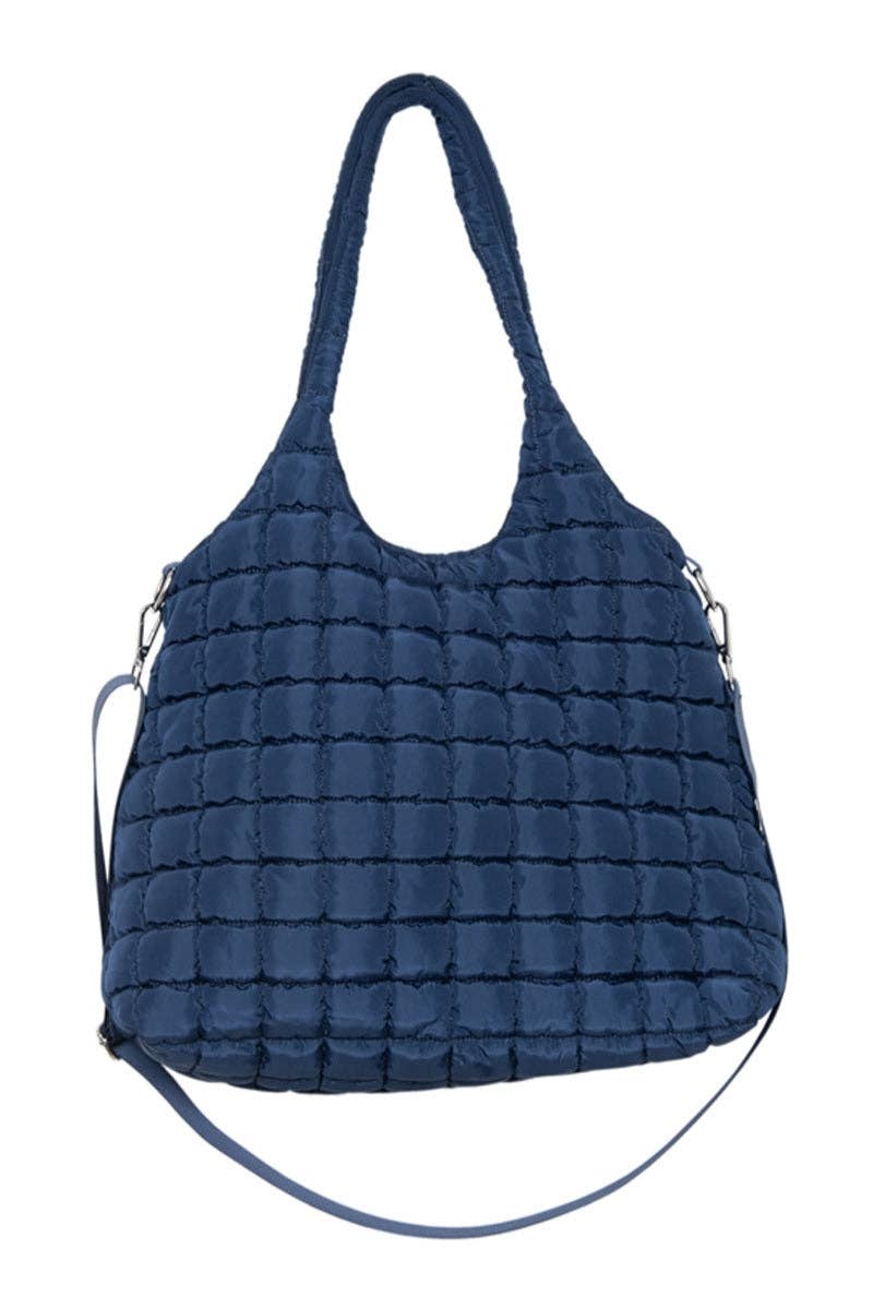 Navy Rectangular Wholesale Puffer Bag for wholesale on Faire1