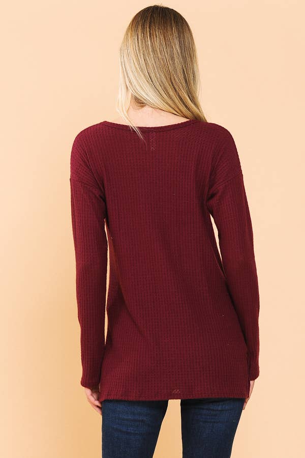 Burgundy Apparel - Wholesale Knit Top - Women's - BASIC KNIT V-NECK LONG SLEEVE TOP3