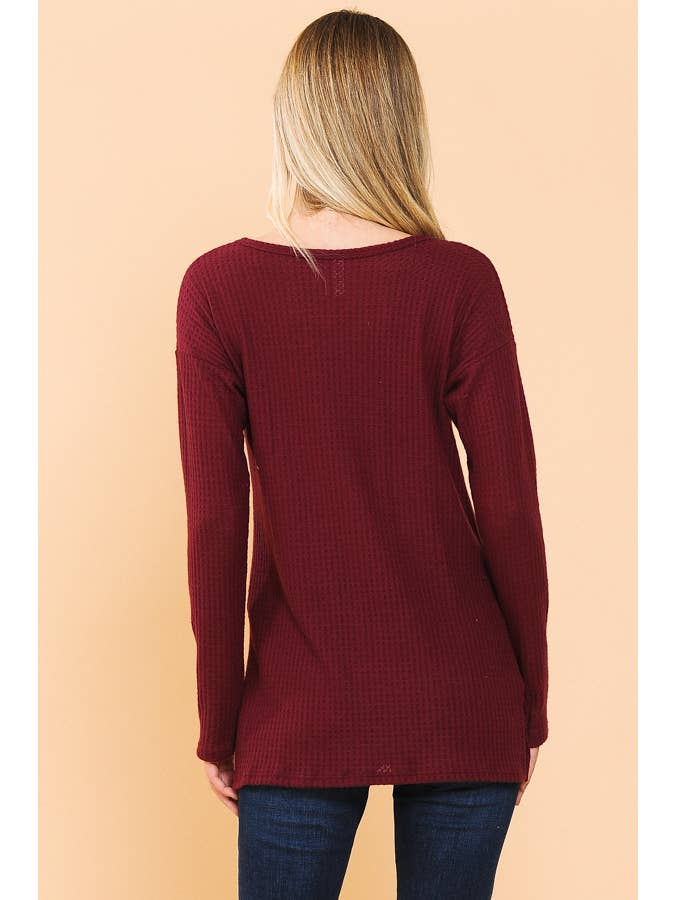 Burgundy Apparel - Wholesale Knit Top - Women's - BASIC KNIT V-NECK LONG SLEEVE TOP3
