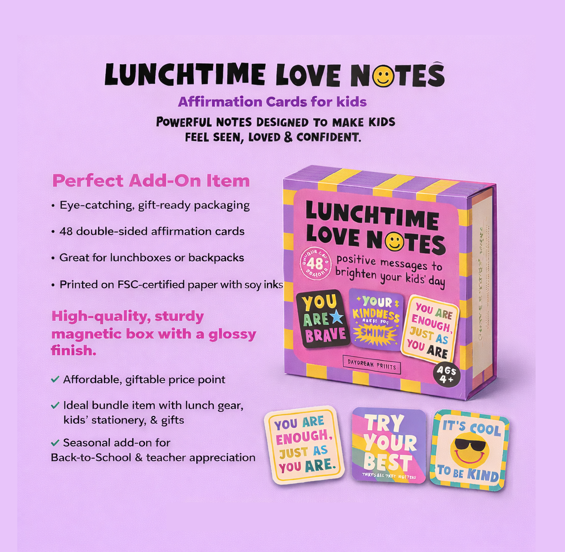Daydream Prints - Wholesale Learning Cards - Kids & Baby - Kids Lunchbox Affirmation Cards | Lunchtime Love Notes4