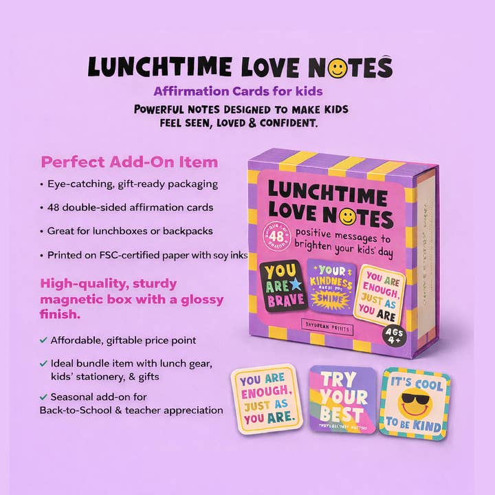 Daydream Prints - Wholesale Learning Cards - Kids & Baby - Kids Lunchbox Affirmation Cards | Lunchtime Love Notes4