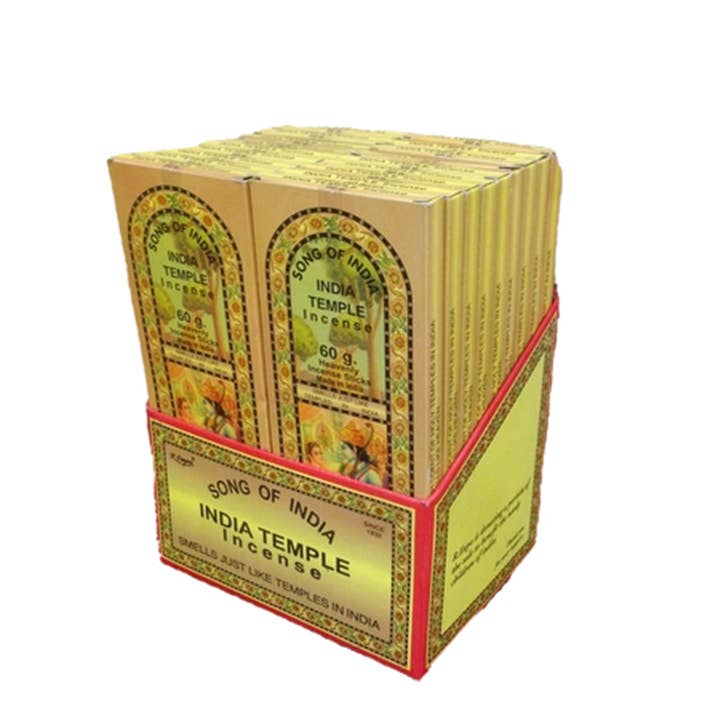 India Temple Incense - 60g Display of 18 for wholesale by R. Expo/Song of India