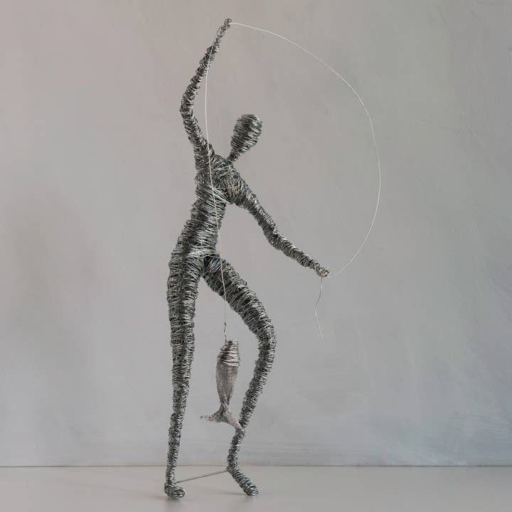 Haritopoulou – Escultura por atacado – Escultura de pescador, escultura de arame1