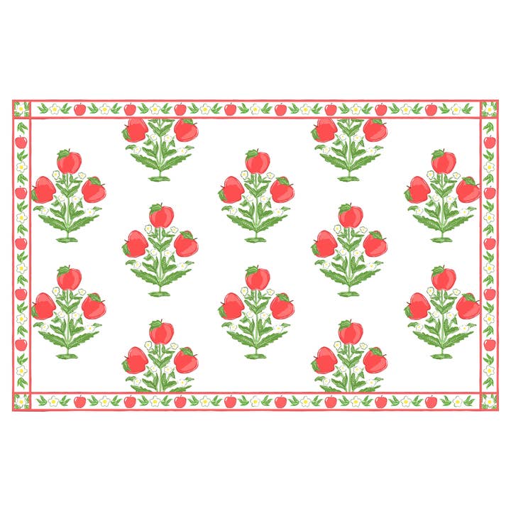 Back to School Apple Block Print Paper Placemat Pad for wholesale by Taylor Beach Design