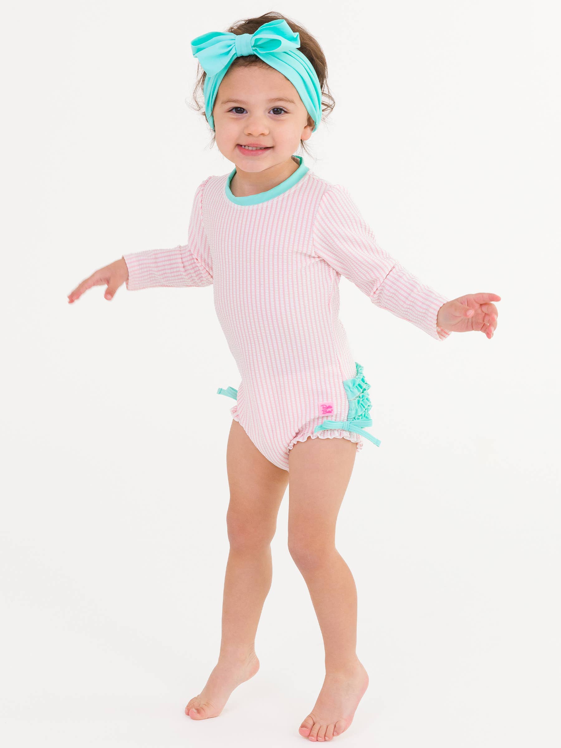 RuffleButts + RuggedButts - Wholesale Fashion Headband - Kids - Girls Island Blue Swim + Active Bow Headband3