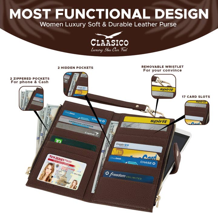 Claasico - Wholesale Phone Wallet - Women's - Women’s RFID wristlet wallet phone holder27