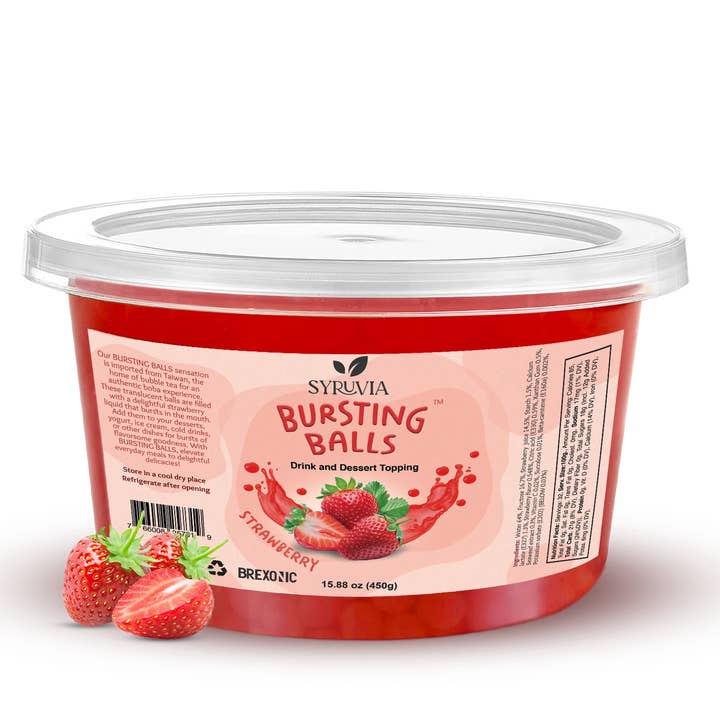 Syruvia - Wholesale Beverage Mix - 1 LB Strawberry Flavored Popping Boba