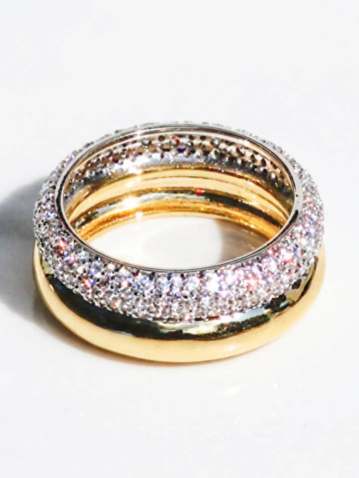 ANILLO DOBLE CON FORMA DE ROSQUILLA, DÚO, CHAPADO EN ORO DE 14 QUILATES para venta al por mayor de Native Gem