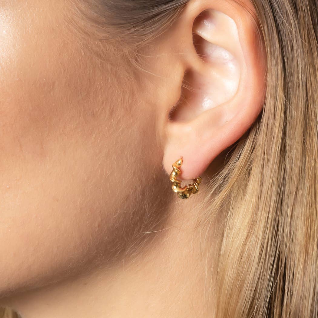 Fashion City - Wholesale Hoop Earrings - 14K Gold Dipped Twisted Hoop Earrings5