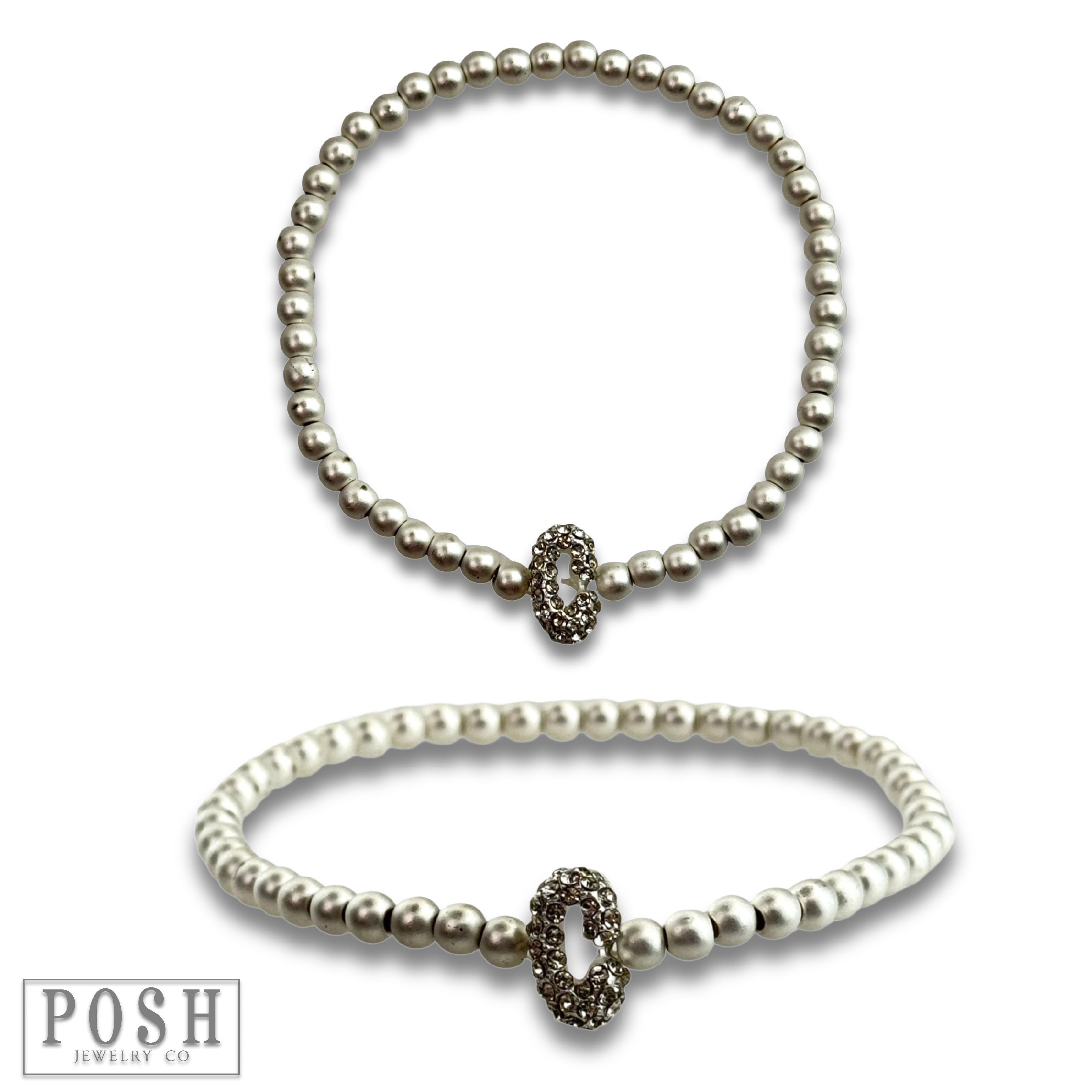 Pink Panache Brands - Wholesale Beaded Bracelet - Bead bracelet with rhinestone inital5