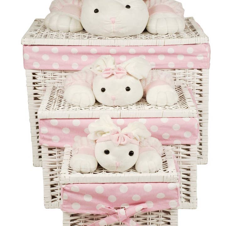 Aufbewahrungstruhen x 3 Rosa Hase für den Großhandel von Les Bebes d'Elysea
