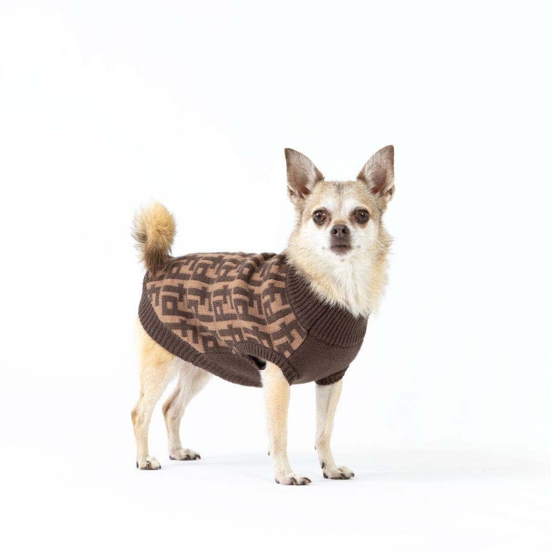 fabdog - Wholesale Pet Sweater - Dog - Brown Monogram Sweater1