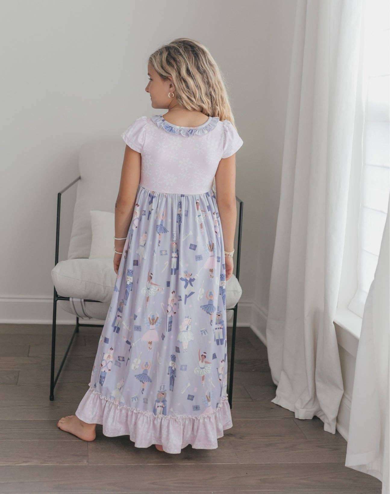 Oopsie Daisy - Wholesale Nightdress - Kids - Girls Lavender & Pink Nutcracker Holiday Ruffle Lounge Gown3
