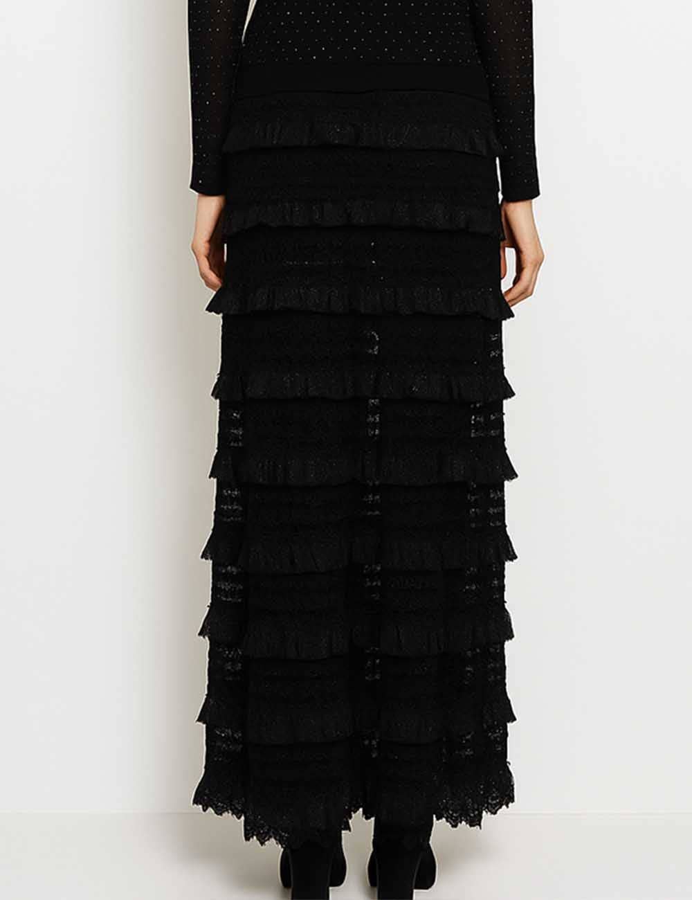 Black Ladies Romantic Elegant Ruffle Wide Leg Pants for wholesale on Faire1