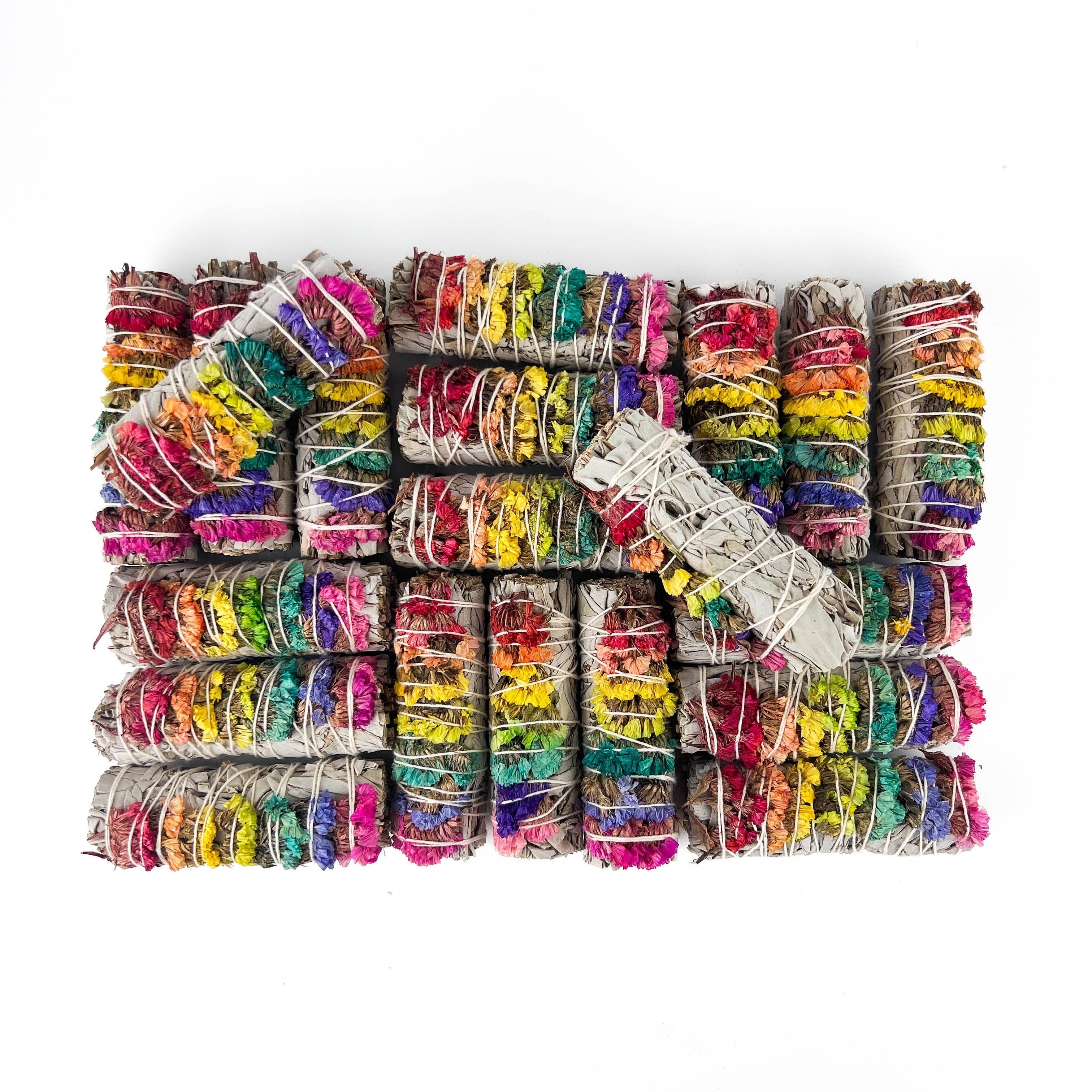 GREENROOTS USA LLC - Wholesale Sage Bundle - 7 Chakra Sinuata Flower White Sage 4" Organic Grown In Cali27