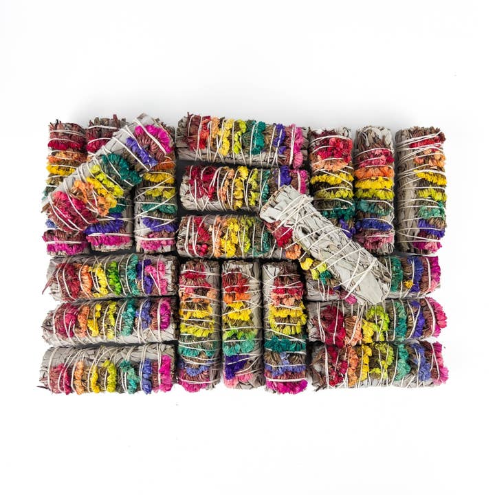 GREENROOTS USA LLC - Wholesale Sage Bundle - 7 Chakra Sinuata Flower White Sage 4" Organic Grown In Cali27