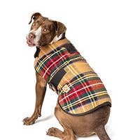 CHILLY DOG LLC - Wholesale Pet Coat - Dog - Tan Tartan Dog Blanket Coat2