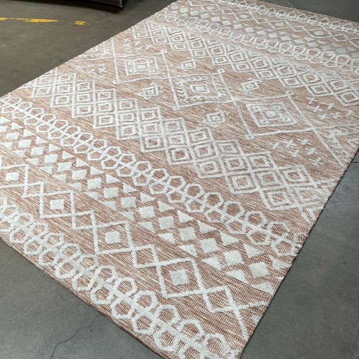5'3"x7'6" Feet Salmon Pink Boho Tribal Wool Handmade Rug for wholesale by home mart goods
