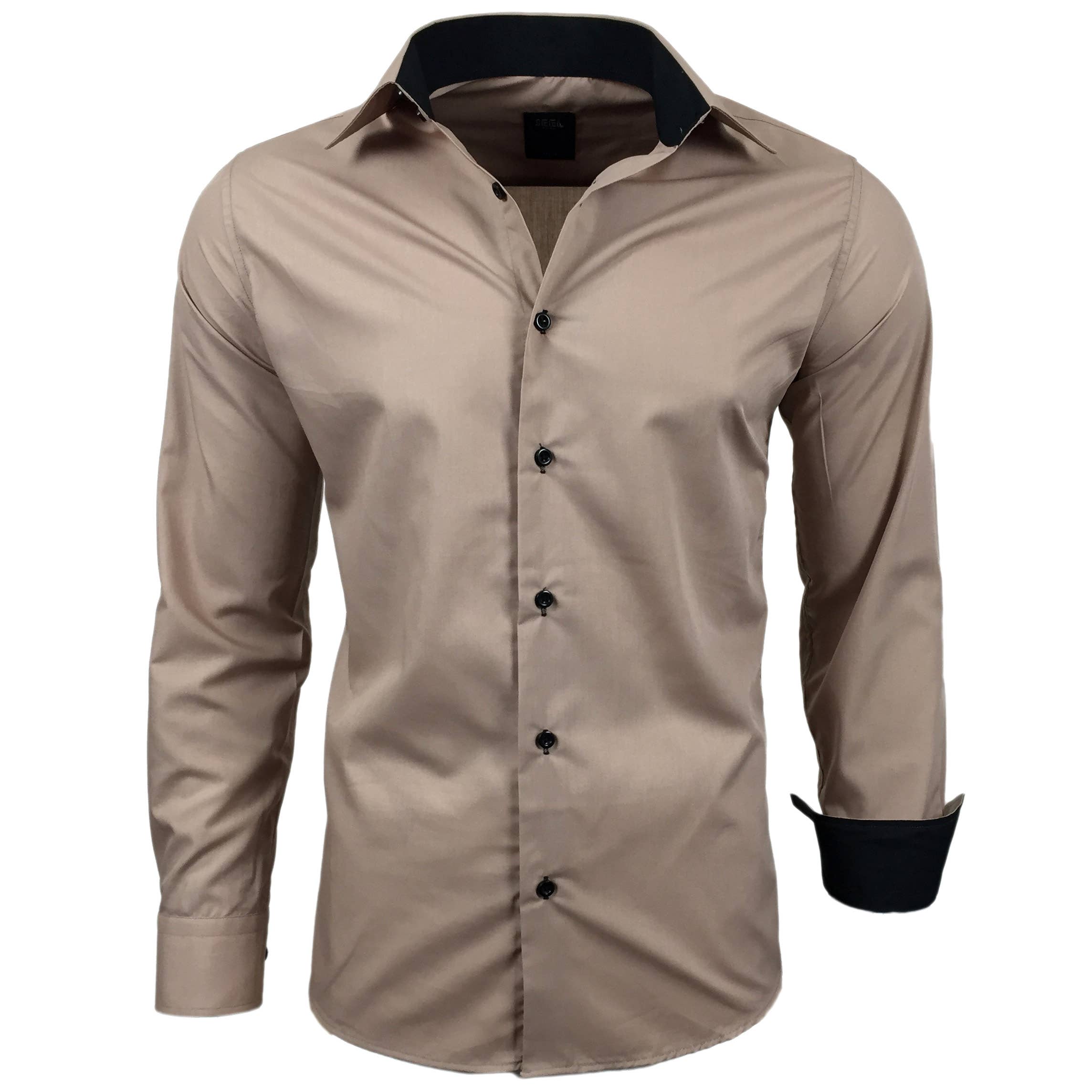 SUBLIMINAL MODE - Wholesale Button Down Shirt - Men's - Plain Two-Tone Basic Shirt1
