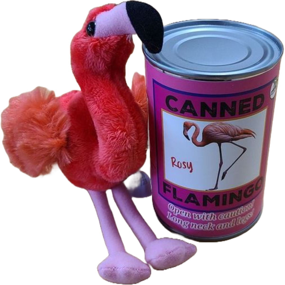 Canned Gifts - Wholesale Knuffels - Kinderen en baby - Rosy the Canned Flamingo met grappen - milieuvriendelijk gerecycled4