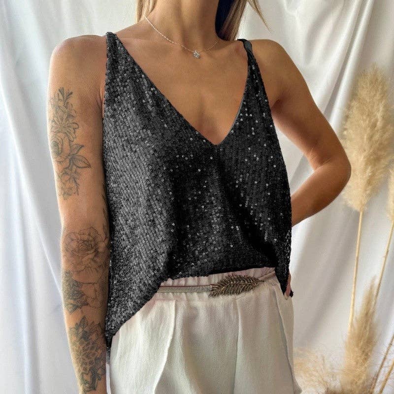 MoodGold - Wholesale Blouse - Women's - Two-Way Sequin Spaghetti Strap Top7