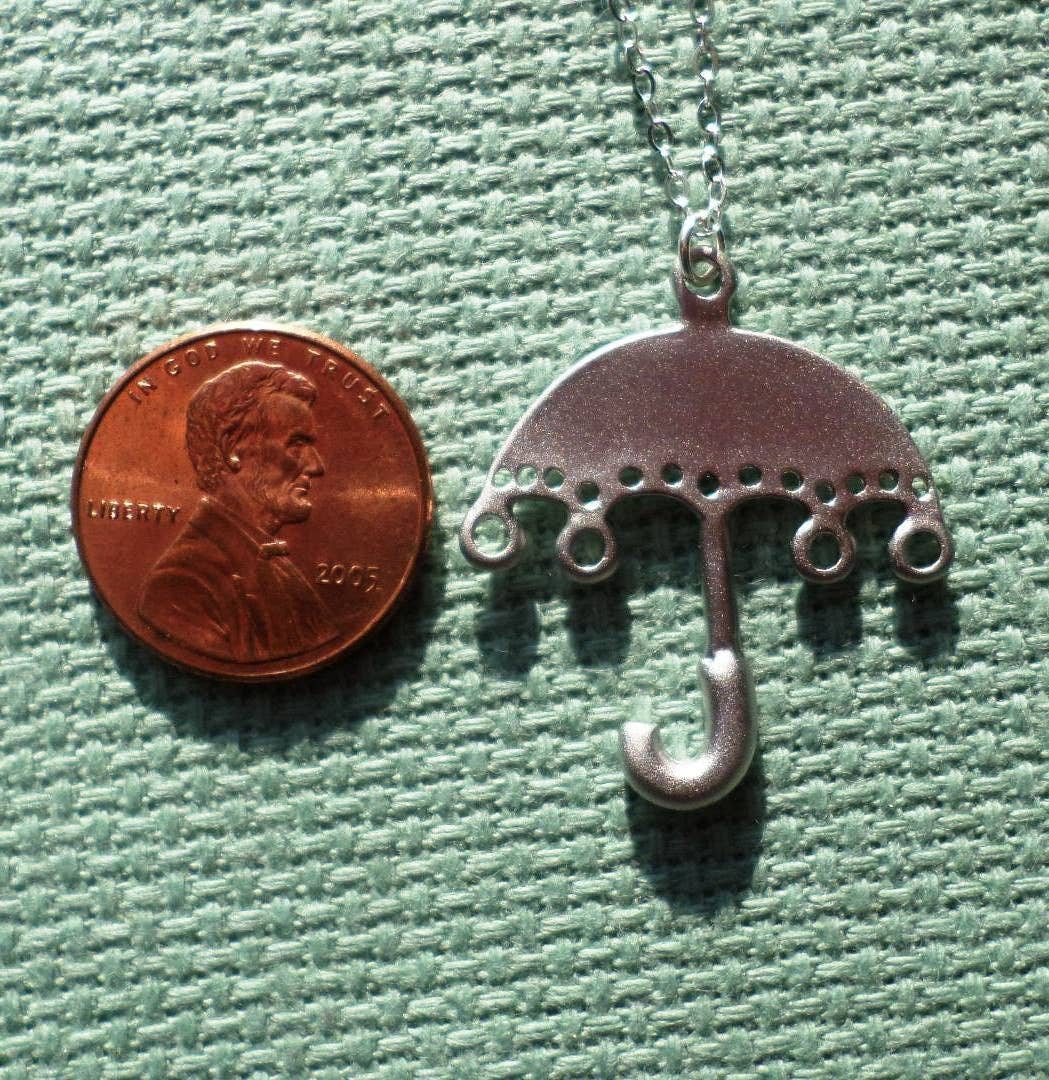 The Wandering Dandelion – wholesale  – Last One Available - Umbrella Necklace - Sterling Silver Umbrella Necklace - Rainy Day Jewelry - Christmas Gift2