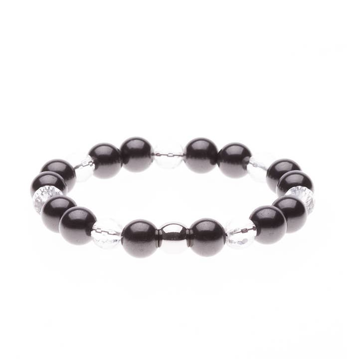 Shungite bracelet with rock crystal for wholesale by Schungit-Welt