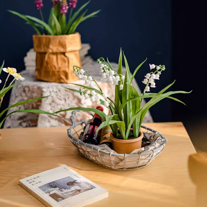 Rustic Reach - Wholesale Artificial Flowers - Faux Lily of the Valley in Brown Pot