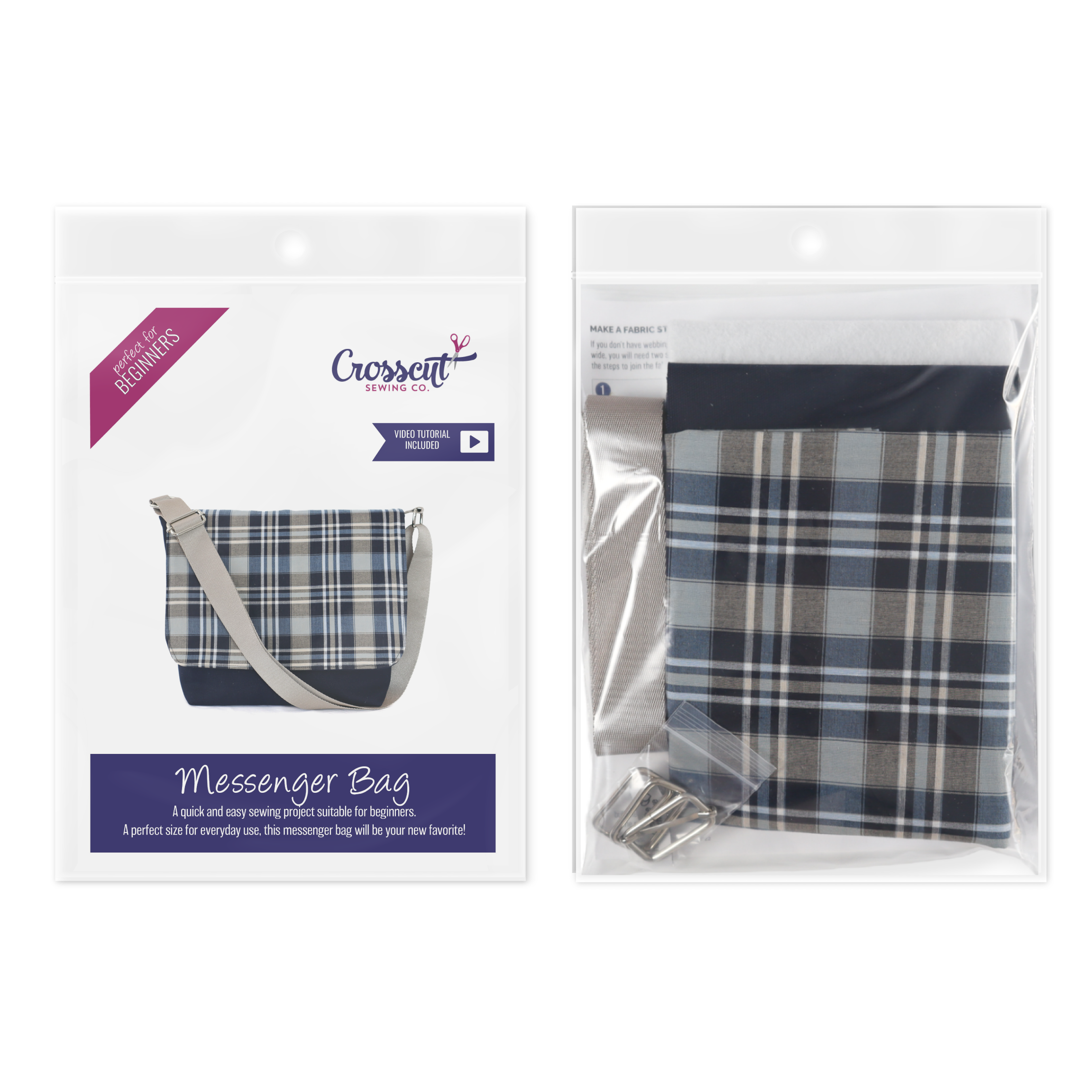 Crosscut Sewing Co. - Wholesale DIY Craft Kit - Messenger Bag Sewing Kit - DIY Beginner Sewing Project Kit Kids and Adults48