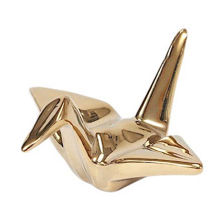 Origami Crane Porcelain Chopsticks Rest 2"L Gold (12/288) for wholesale by Urban Tokyo
